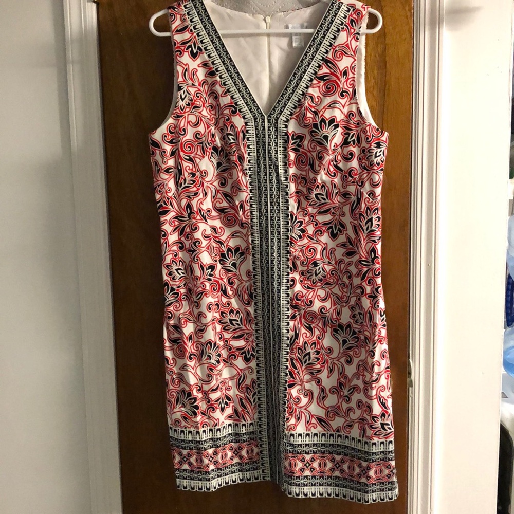 London Times White Red Black Dress Size 14 New